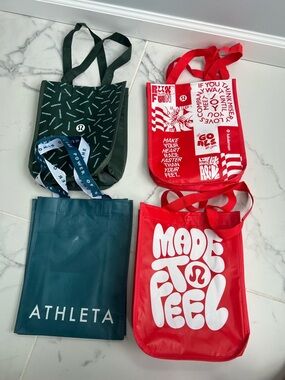 lululemon athletica Red and Green Graphic Tote Bags
